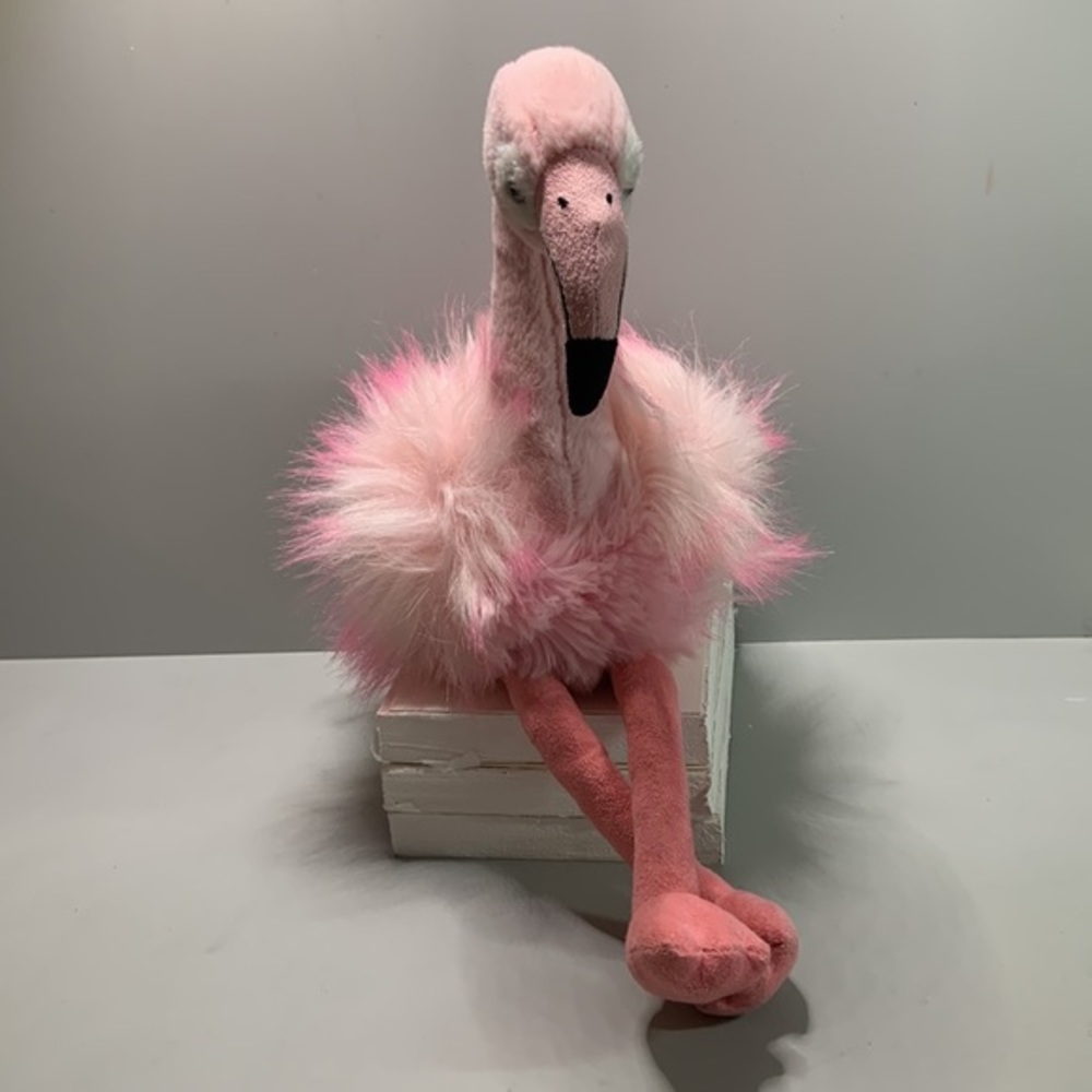Aurora plush flamingo 🦩  fluffy faux fur body, faux suede beak and legs. - Picture 2 of 10